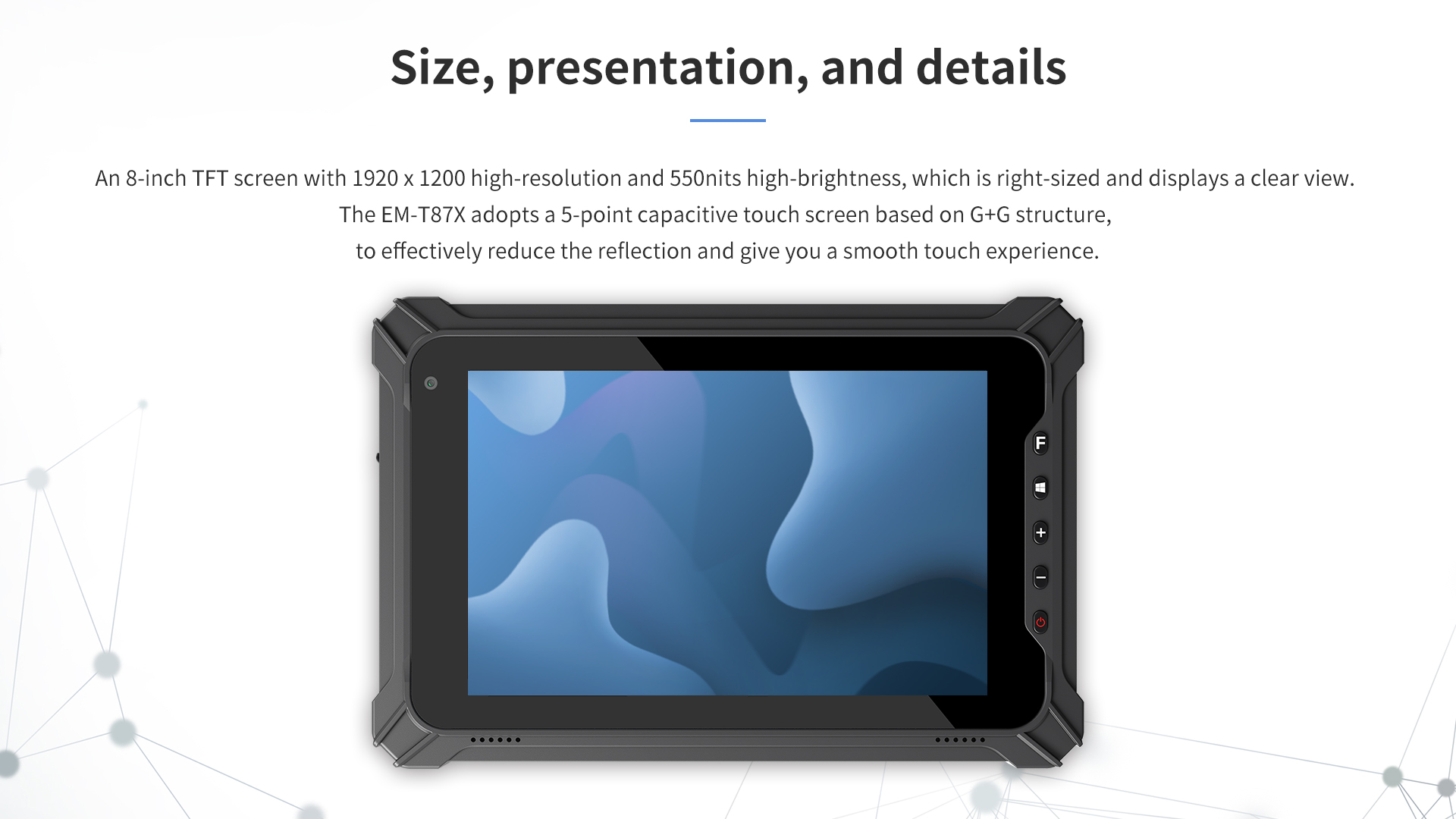 EM-T87X ARM 8 Inch Rugged Tablet